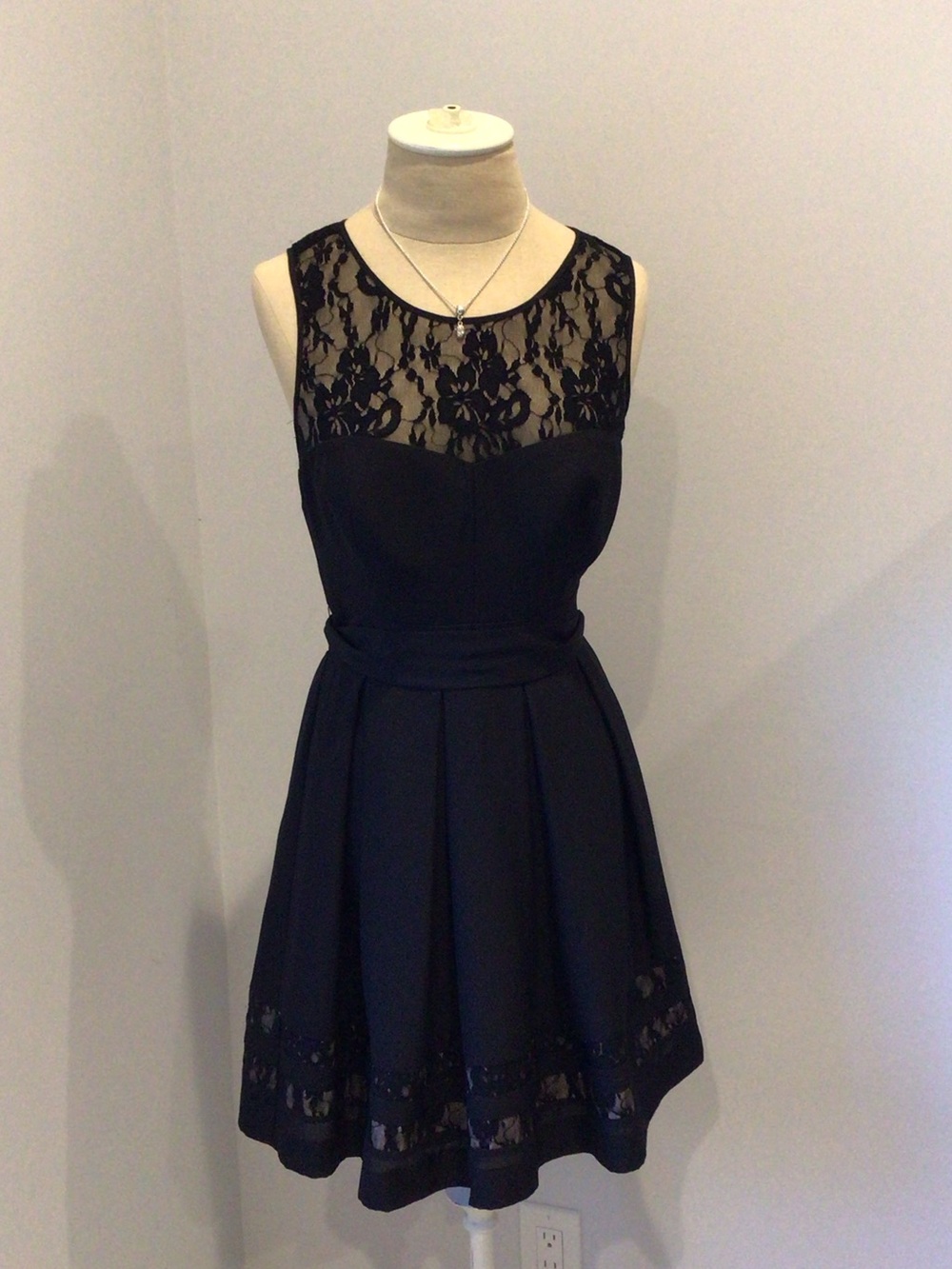 Guess Black Lace Fit-and-Flare Cocktail Dress
